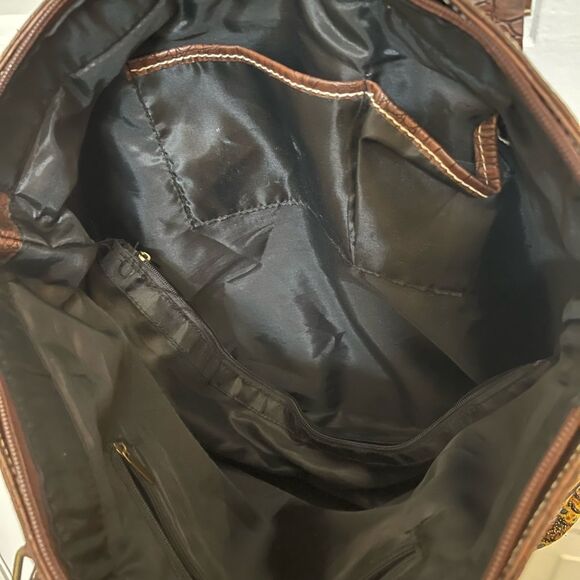 Tapestry brocade paisley gold brown fall colors shimmer purse bag - Picture 4 of 13